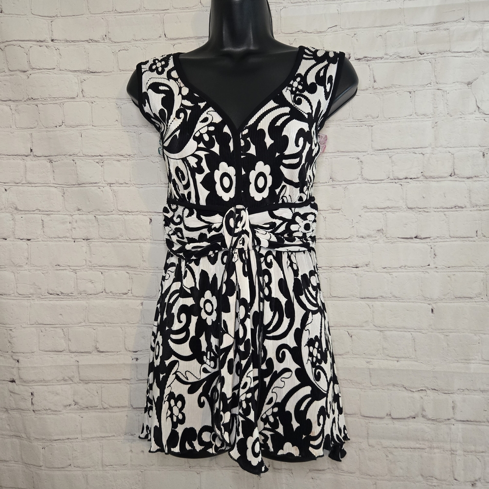 Dressbarn Y2k Crinkle Textured Y2k Retro Floral Babydoll Fairy Top Small